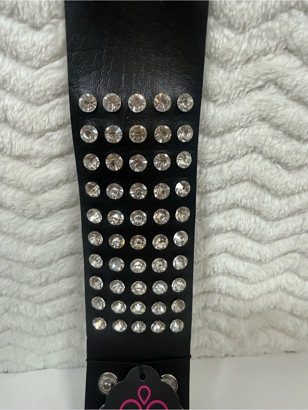 Paparazzi Black Leather Cuff Bracelet with Clear Studs so so awesome 😎